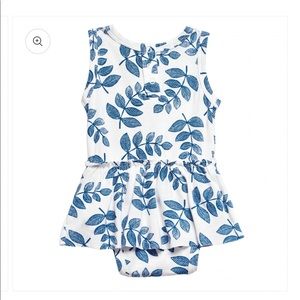 Sleeveless Skirted Bodysuit, Indigo Fern